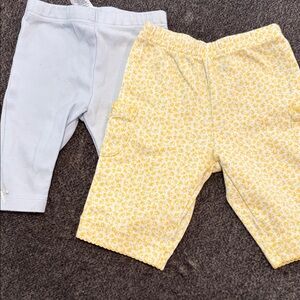 Yellow Floral & light blue Baby pants Duo.
